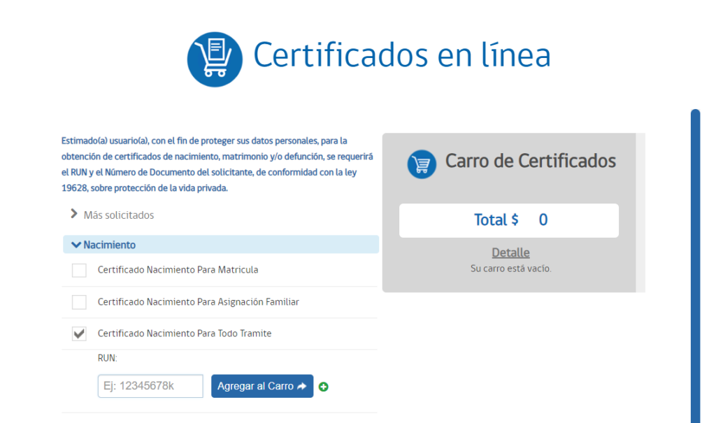 Certificados en línea en línea de chile